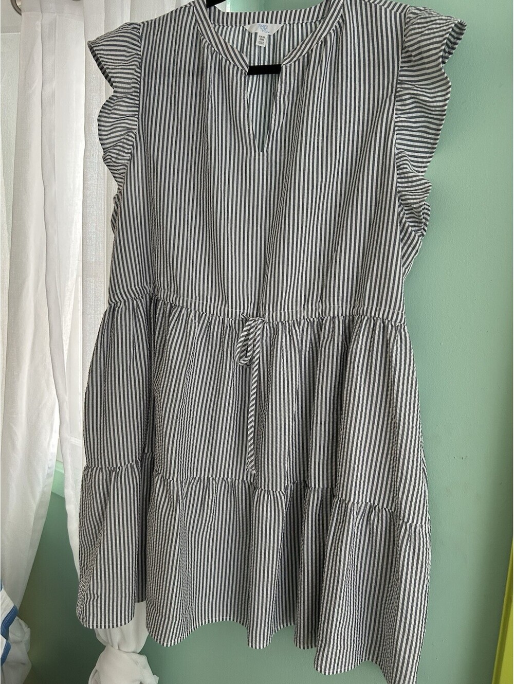 Time and Tru Womens Size XXL Grey & White Striped Midi Dress